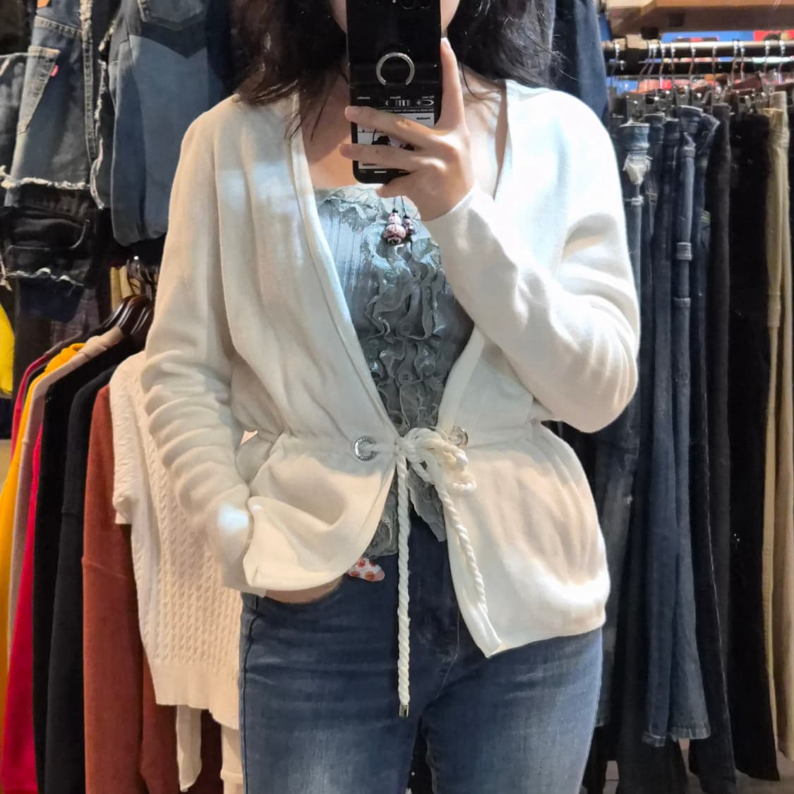 [NO.9] 노티카 가운형 니트 화이트 상품이미지2