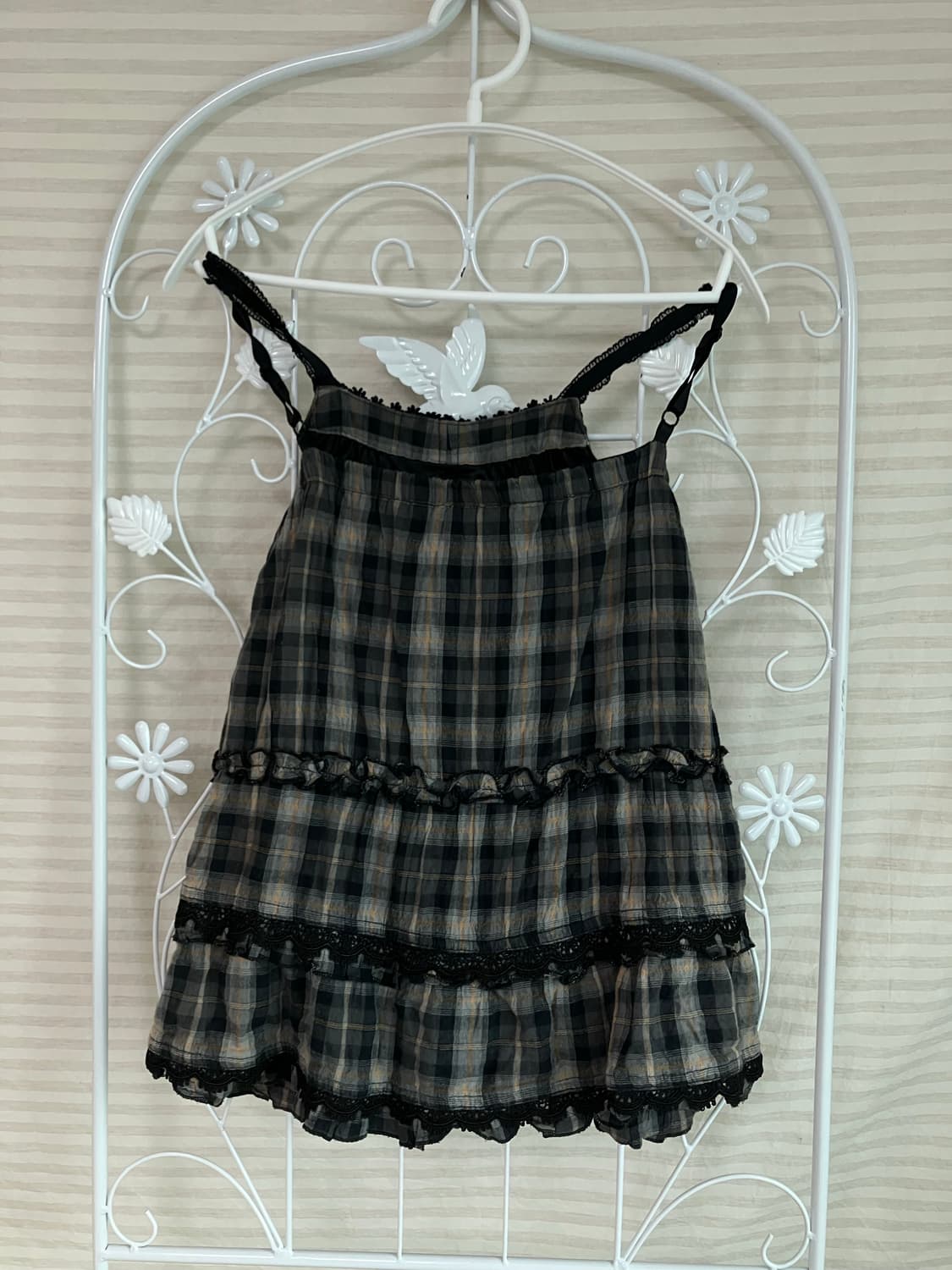 빈티지 키즈 체크 슬리브 리스 y2k 스트릿 갸루 펑키 일본빈티지577  상품이미지3