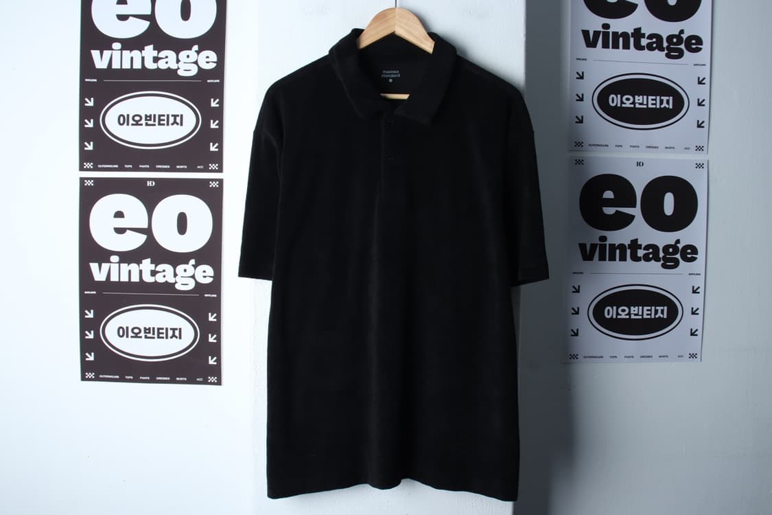 (L-XL) 무신사 스탠다드 반팔 카라 티셔츠 부클 블랙-H32360 상품이미지2