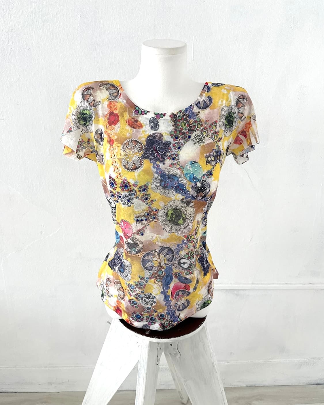 Y2K 00's Jewel Graphic Rhinestone Top 상품이미지1