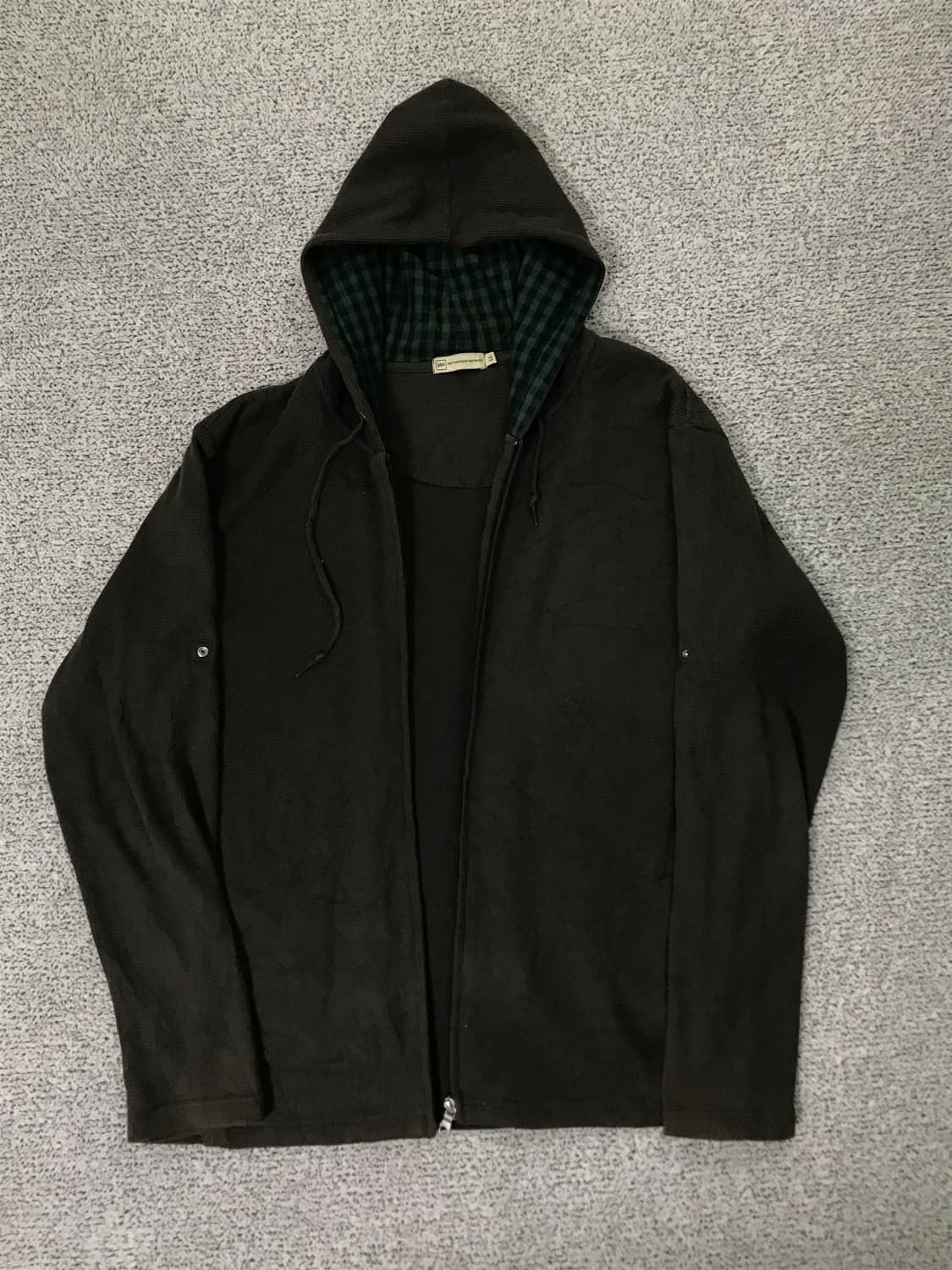 black check-lined hooded jacket 상품이미지1