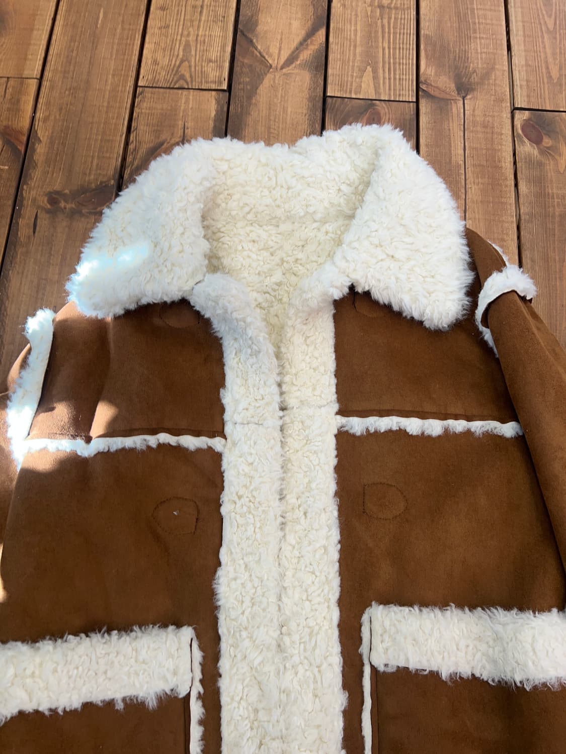 카멜 뽀글이 리버시블 미디 무스탕 상품이미지9