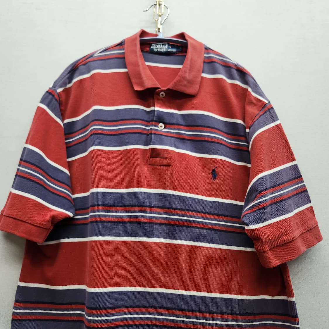 올드스쿨 폴로랄프로렌 로고 스트라이프 반팔카라 L(L) 상품이미지2