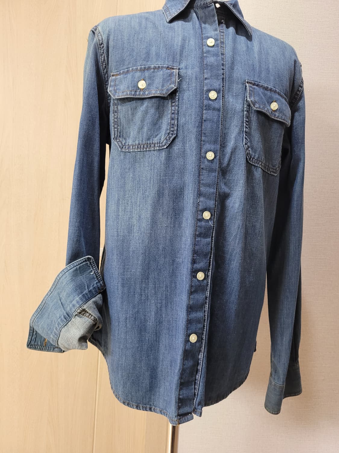 스파오 SPAO 남자 데님셔츠 L 블루 상품이미지3