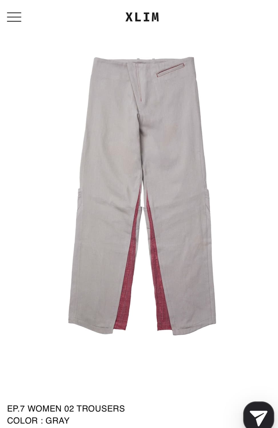 xlim EP.7 WOMEN 02 TROUSERS xs 구합니다 상품이미지1