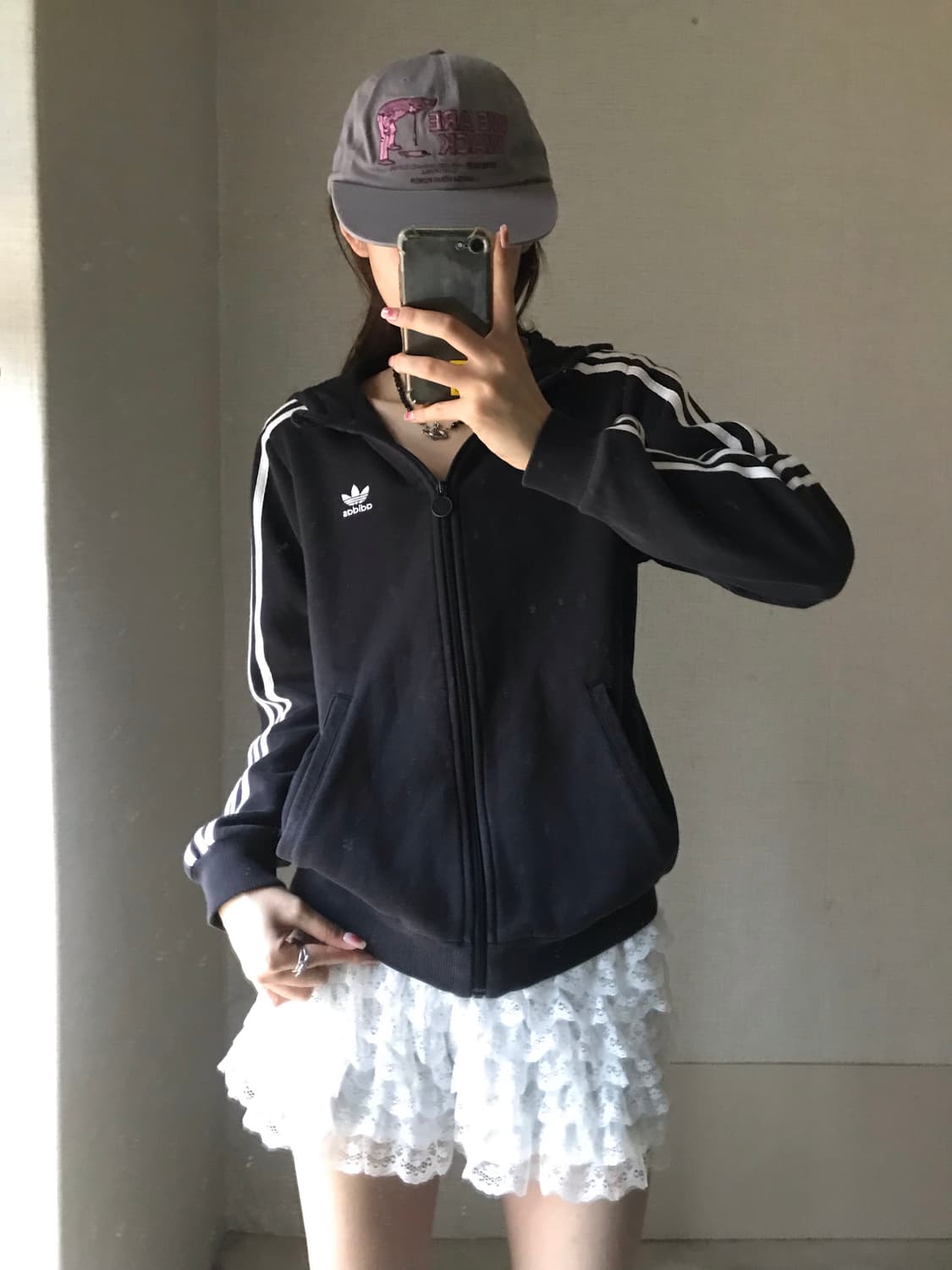 아디다스 블랙 삼선 후드집업 상품이미지1