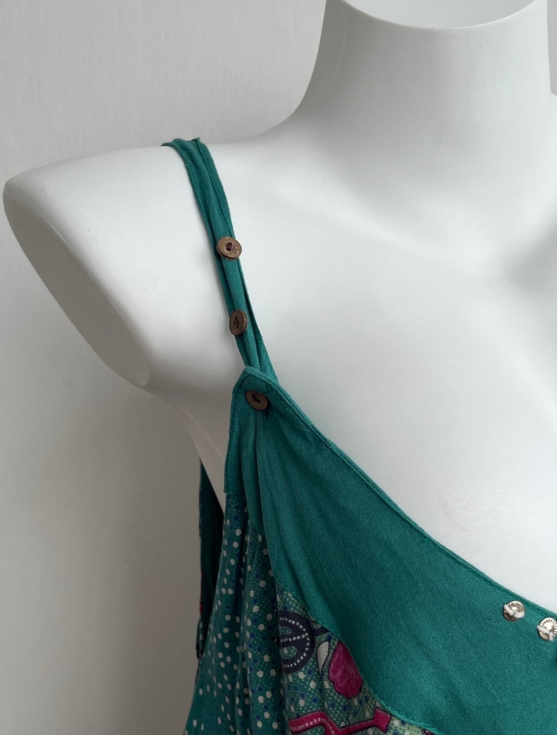 YUL 보헤미안 에메랄드 패턴 루즈 원피스 상품이미지3