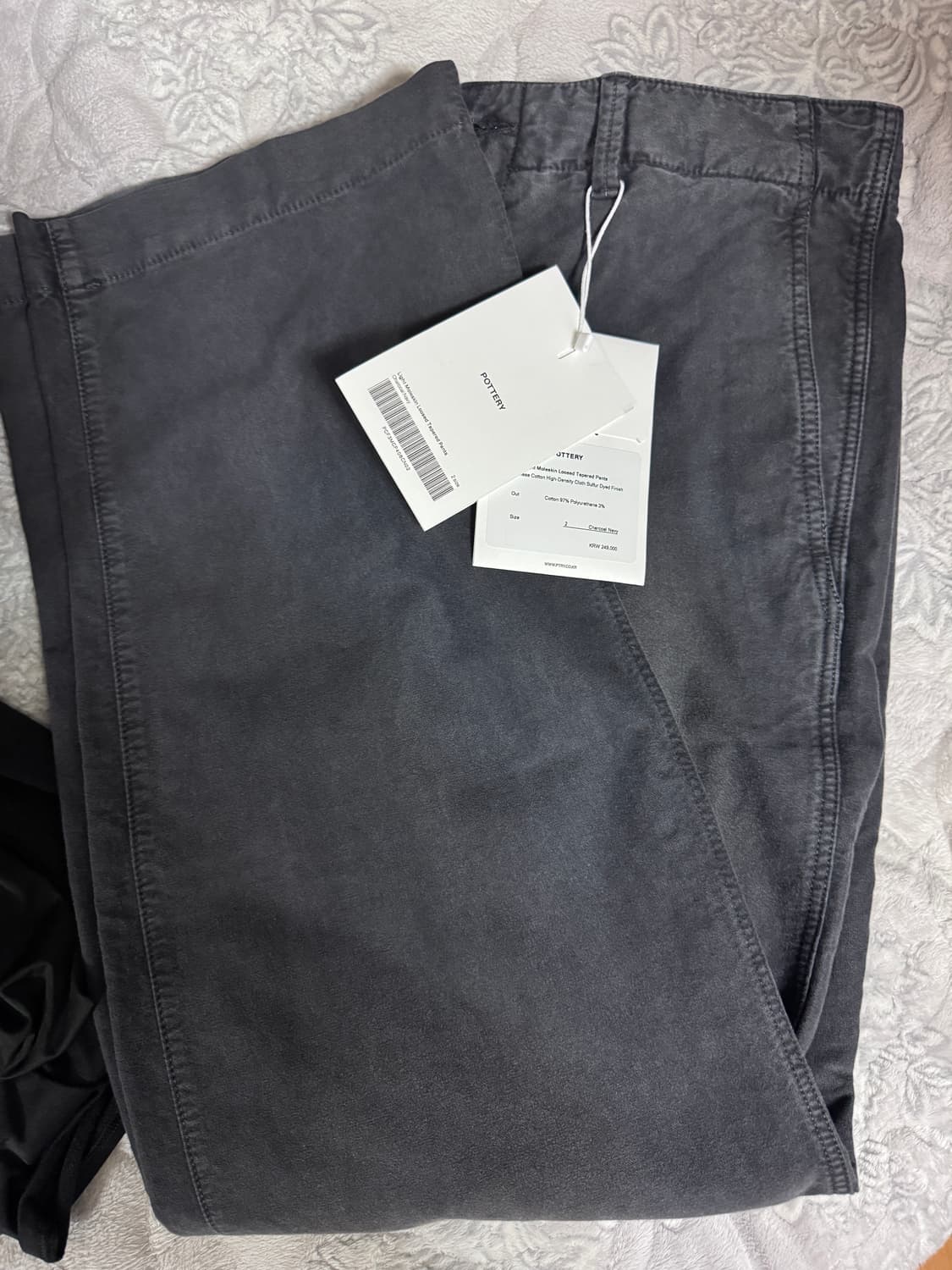 25aw 포터리 라이트 몰스킨 루즈드 테이퍼드 팬츠 차콜네이비 2 새상품 상품이미지2