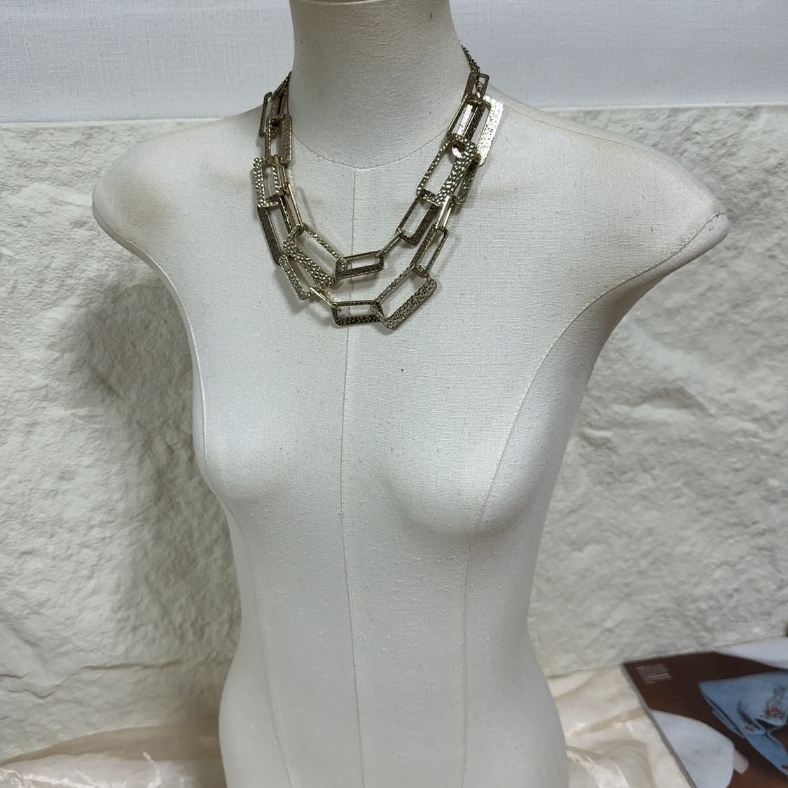 빈티지 메탈 해머링 레이어드 목걸이 상품이미지1