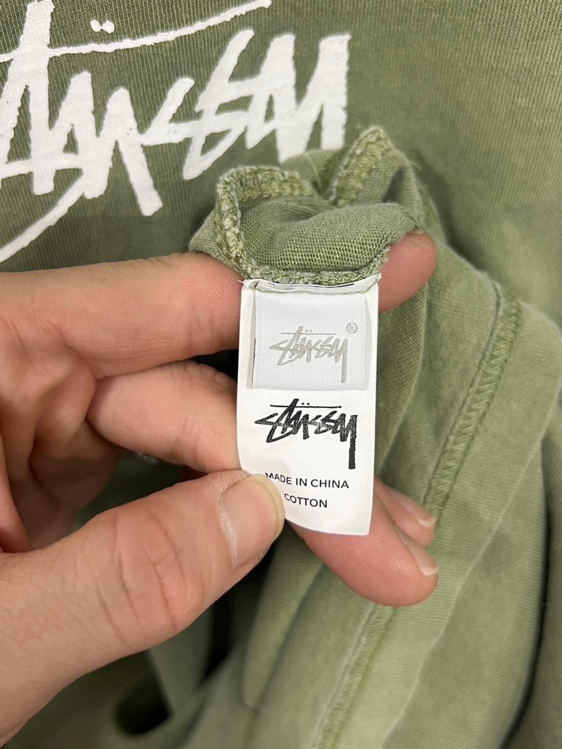 스투시 베이직 로고 카키 반팔 티셔츠 상품이미지6