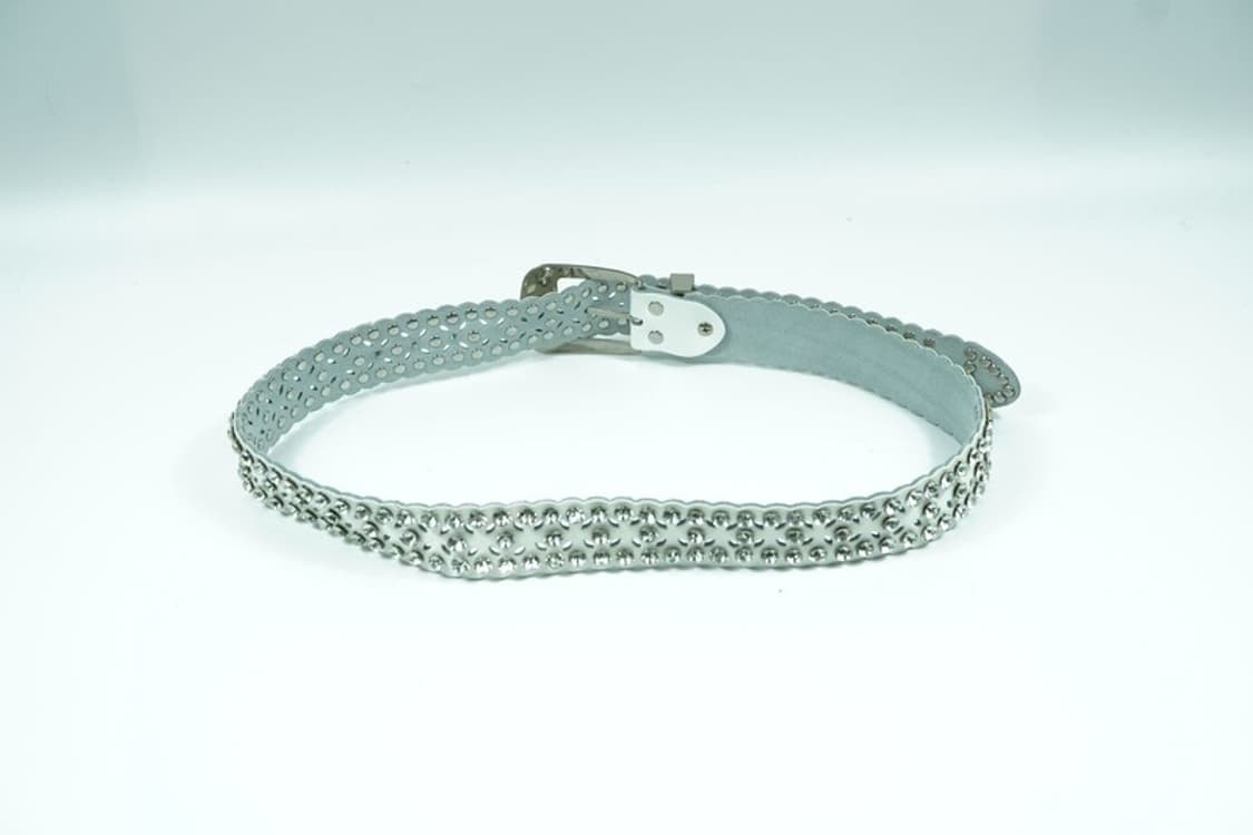 Y2K 펑크 무드 화이트 풀 큐빅 펀칭 웨스턴 벨트 상품이미지3