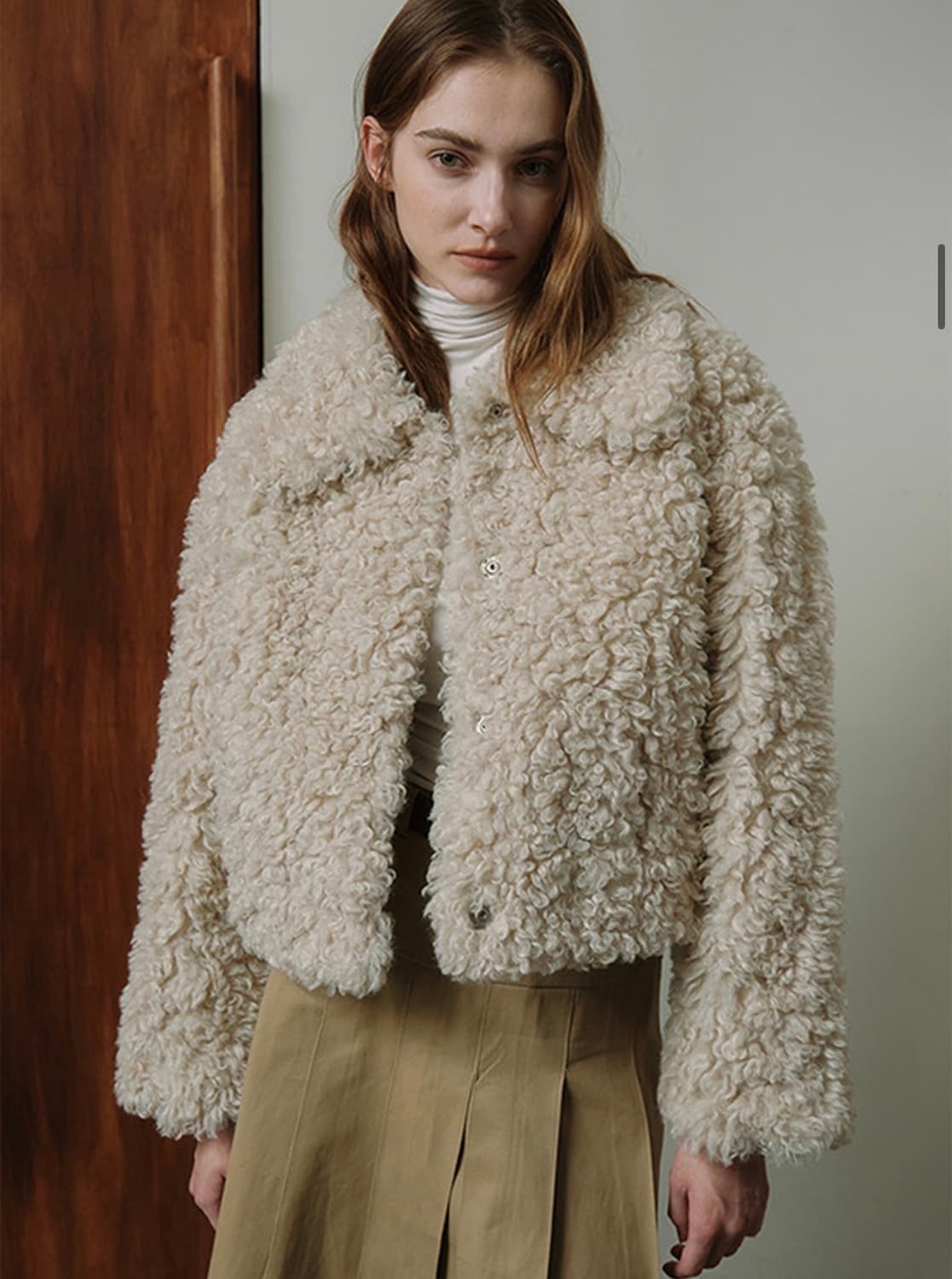 LEFT SEOUL 레프트서울 시어링 퍼자켓 아이보리 새상품 상품이미지4