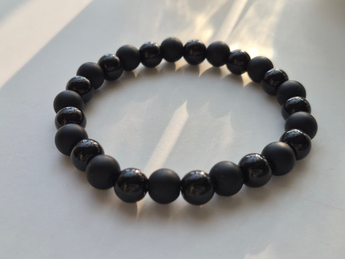 남자 팔찌 천연석 블랙 오닉스 원석 핸드메이드 팔찌 무광 유광 상품이미지8