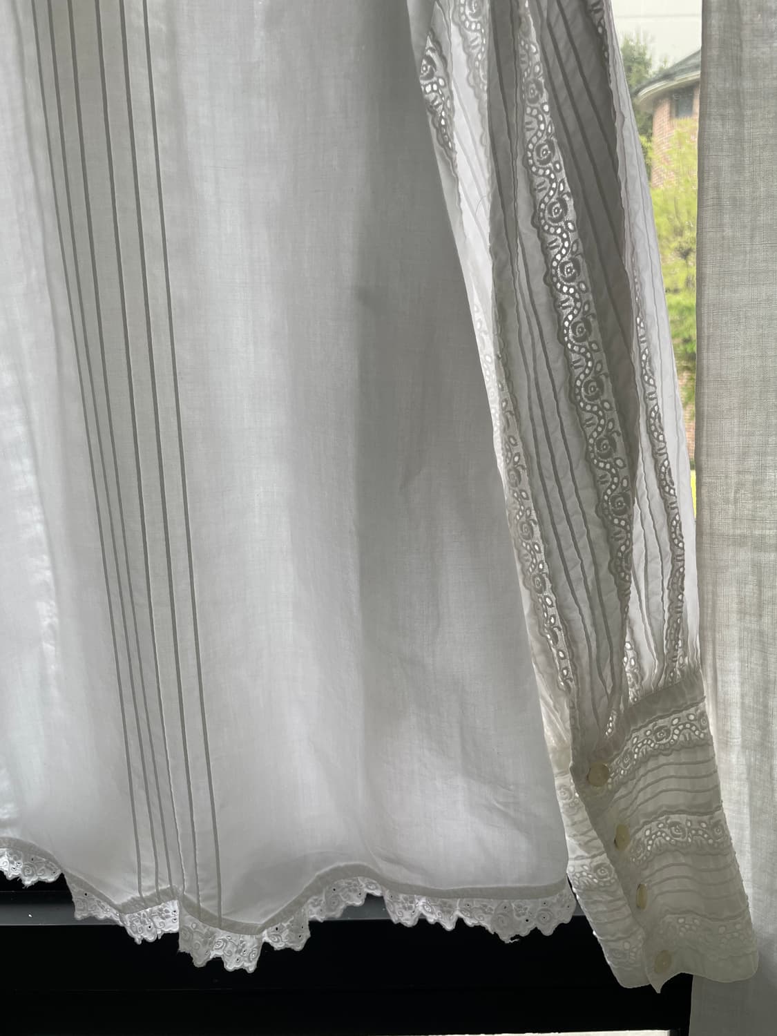 일본 빈티지 화이트 핀턱 레이스 블라우스 상품이미지5