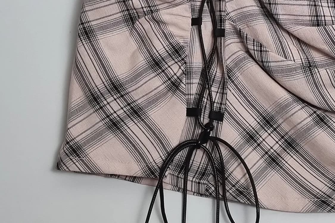 JPN 빈티지 체크 셔링 미니스커트 상품이미지4