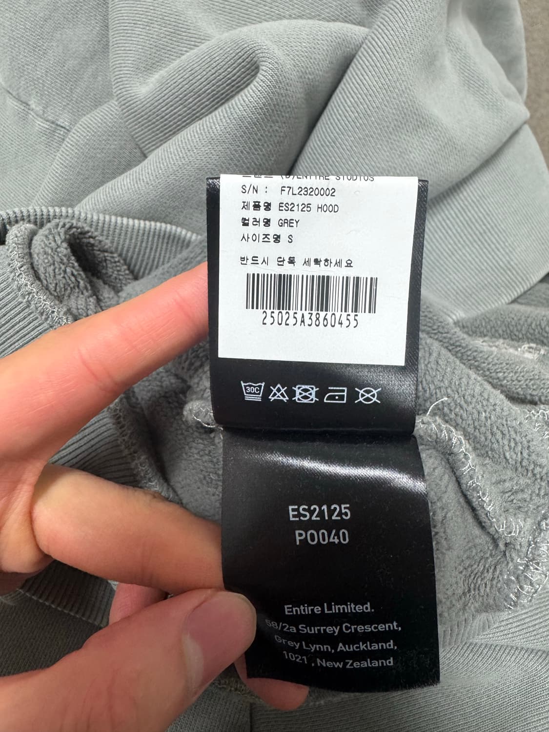 엔타이어 스튜디오 헤비 후드 그레이 S 사이즈 상품이미지4