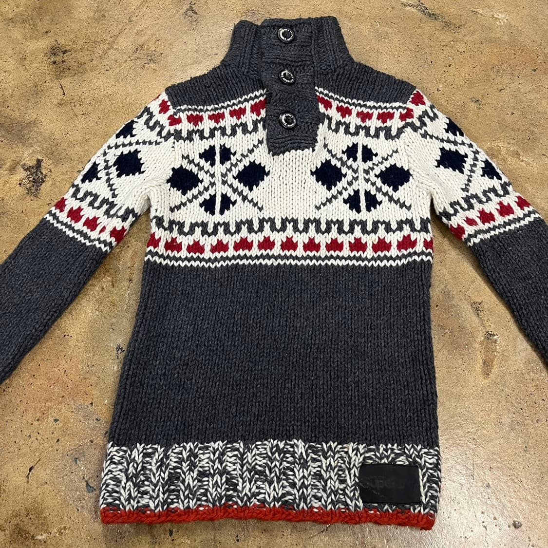 [정품/M] 슈퍼드라이 패턴 니트 풀오버 스웨터 그레이 b8 상품이미지3