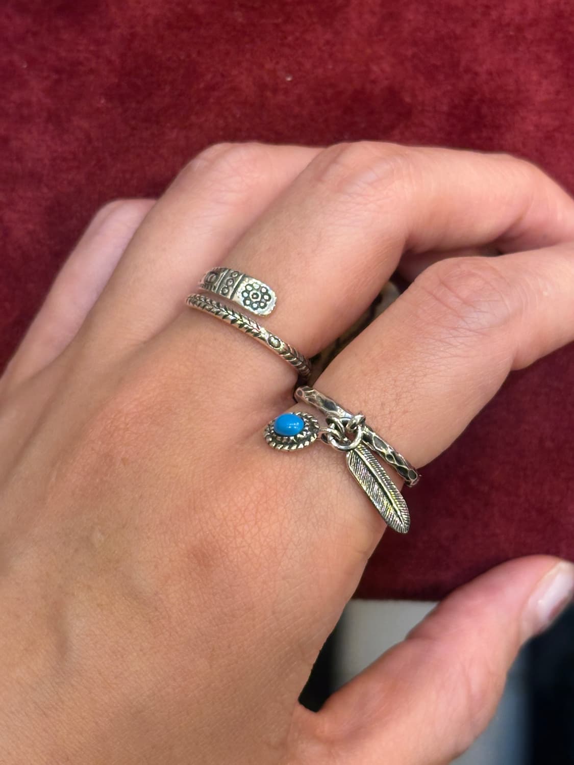 Turquoise feather 925silver ring 상품이미지6