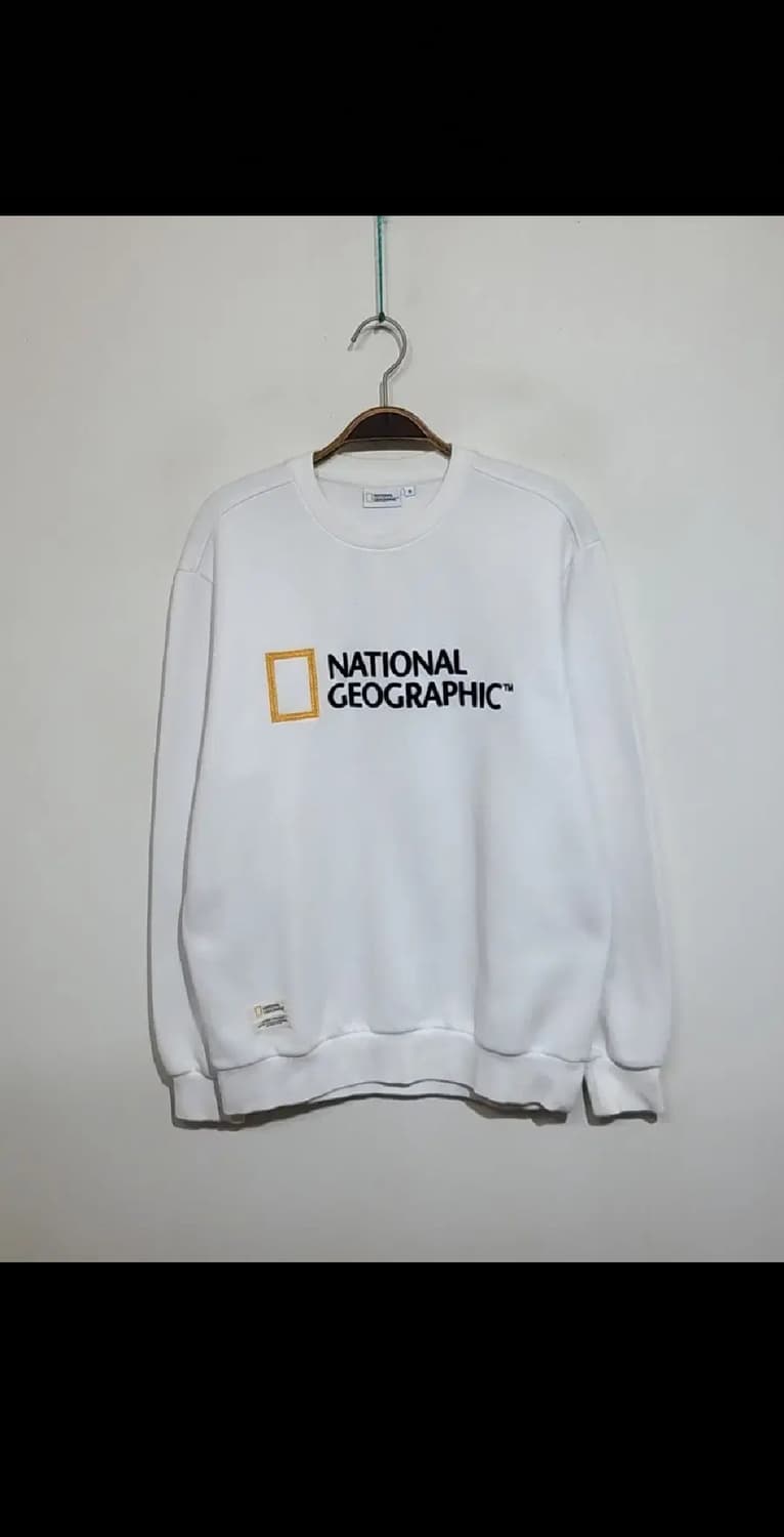 (M) 내셔널지오그래픽 스웨트 화이트 빅로고 맨투맨 티셔츠  상품이미지1
