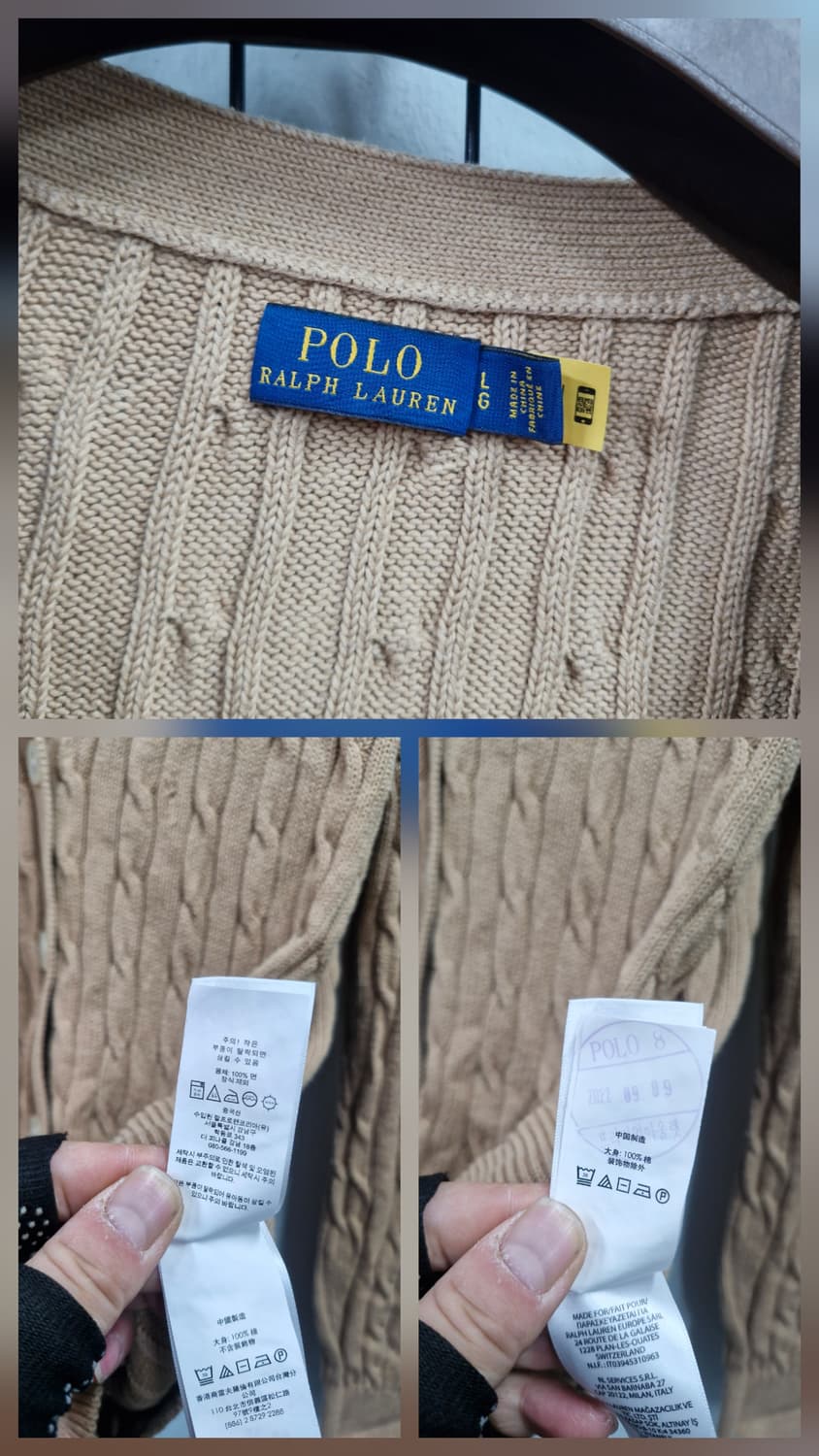 100L/77 폴로랄프로렌 케이블 니트 가디건 베이지 상품이미지9