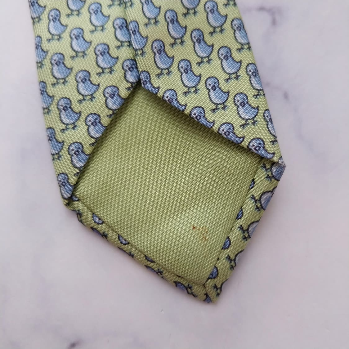 에르메스 라임 병아리 모티브 넥타이 9.3cm B등급 K2551
 상품이미지10