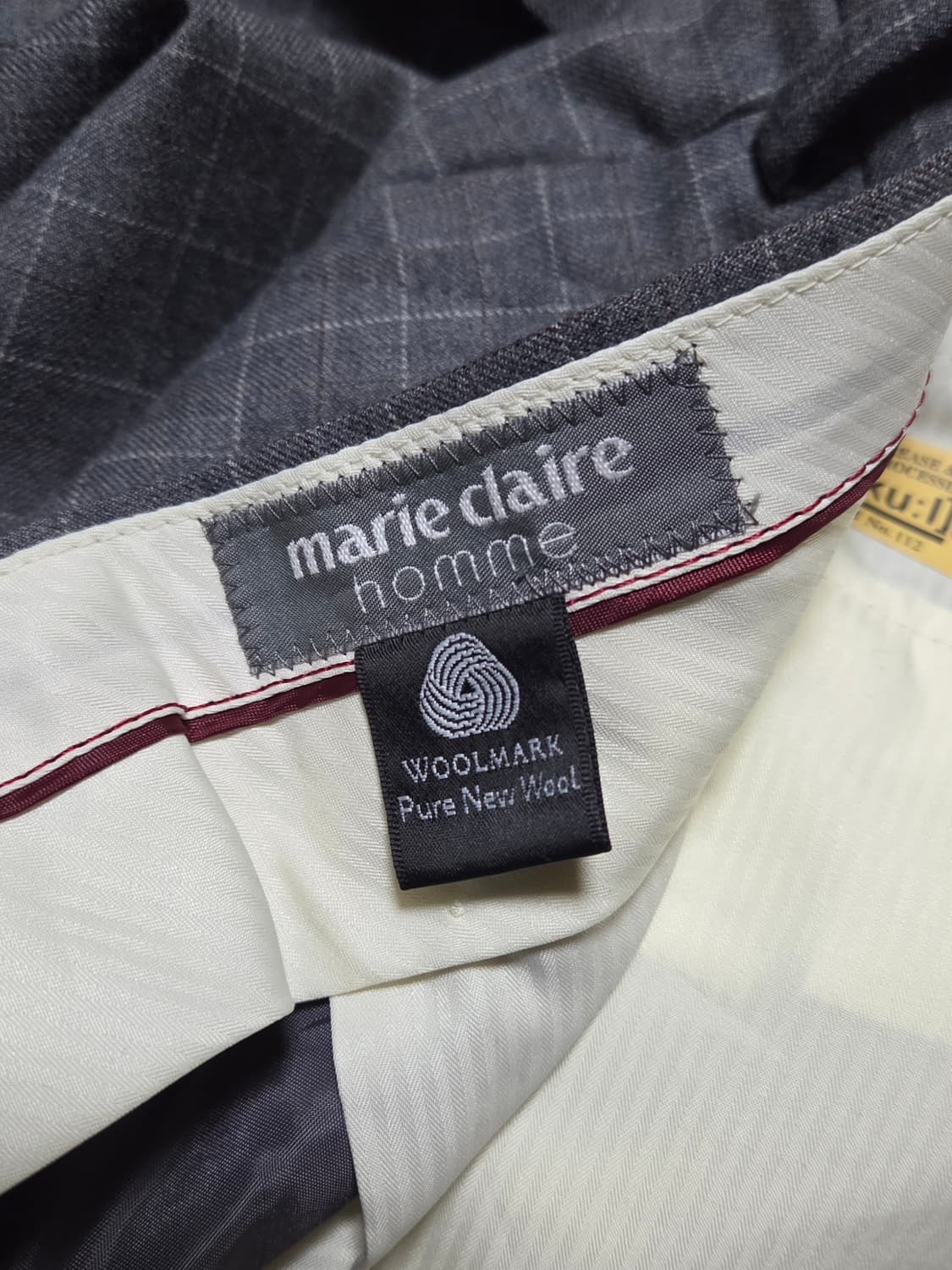 마리끌레르 옴므 체크 울 슬랙스 그레이 32~34 상품이미지3