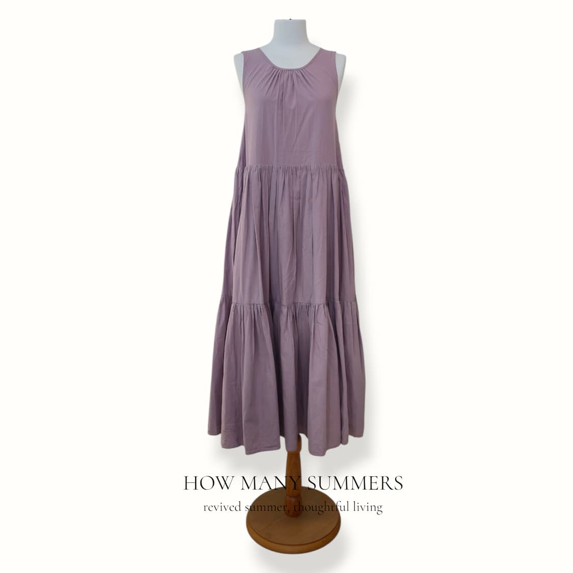 면 캉캉 롱 원피스 뮤트 퍼플 셔링넥 나시 티어드 상품이미지1