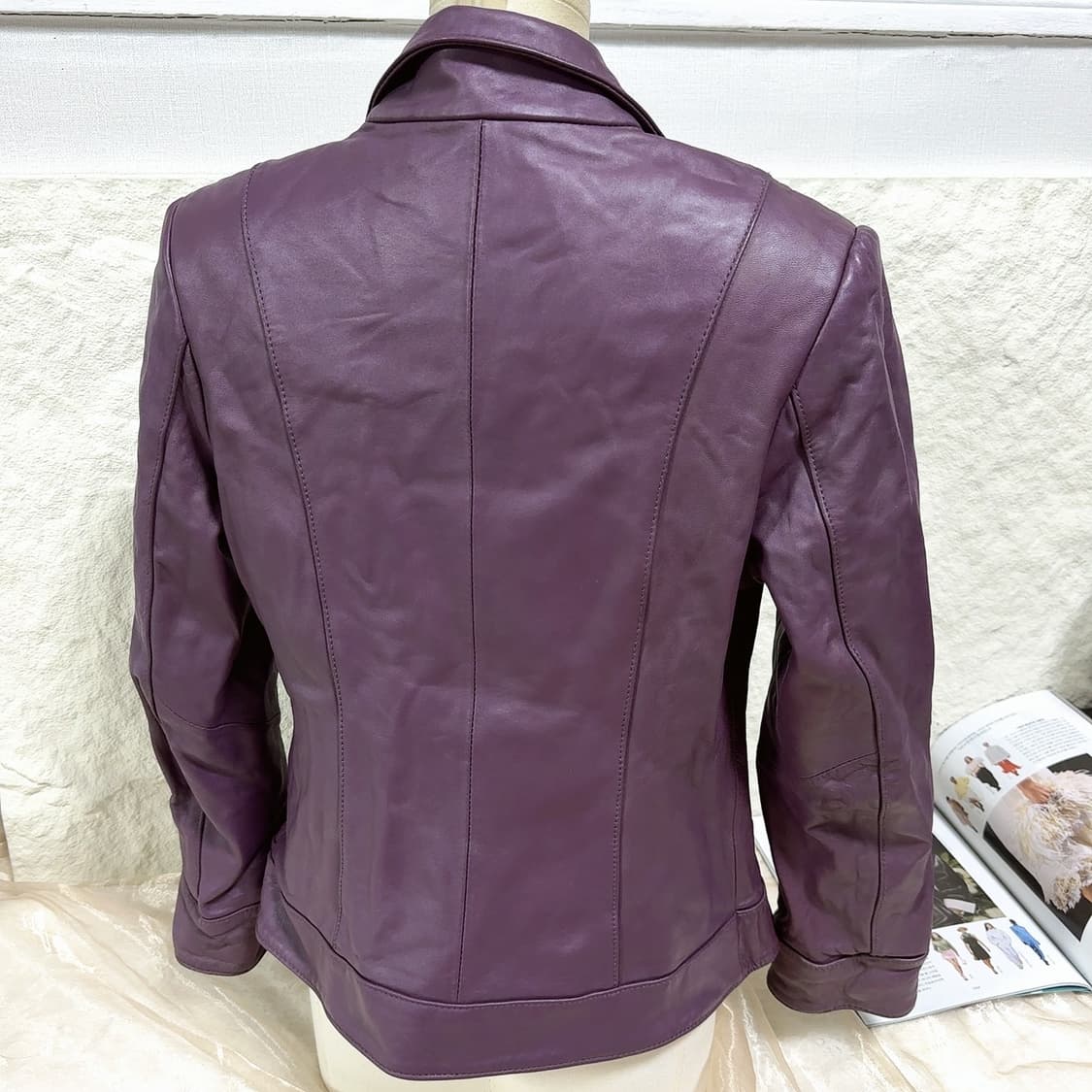 빈티지 가치 다크 보라 양가죽자켓 상품이미지5