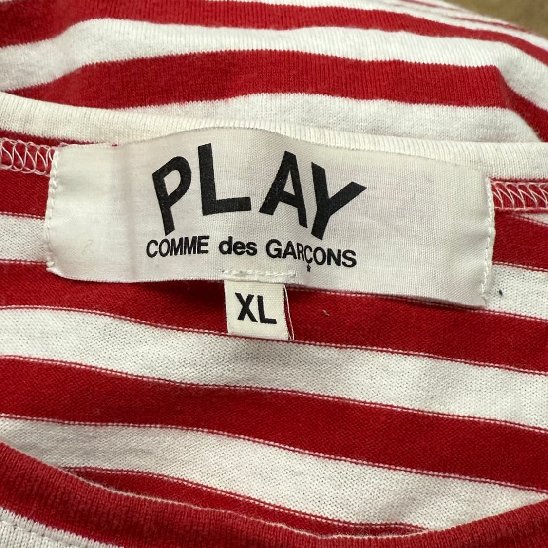 꼼데가르송 레드 하트 와펜 단가라 스트라이프 롱슬리브 긴팔 티 상품이미지5