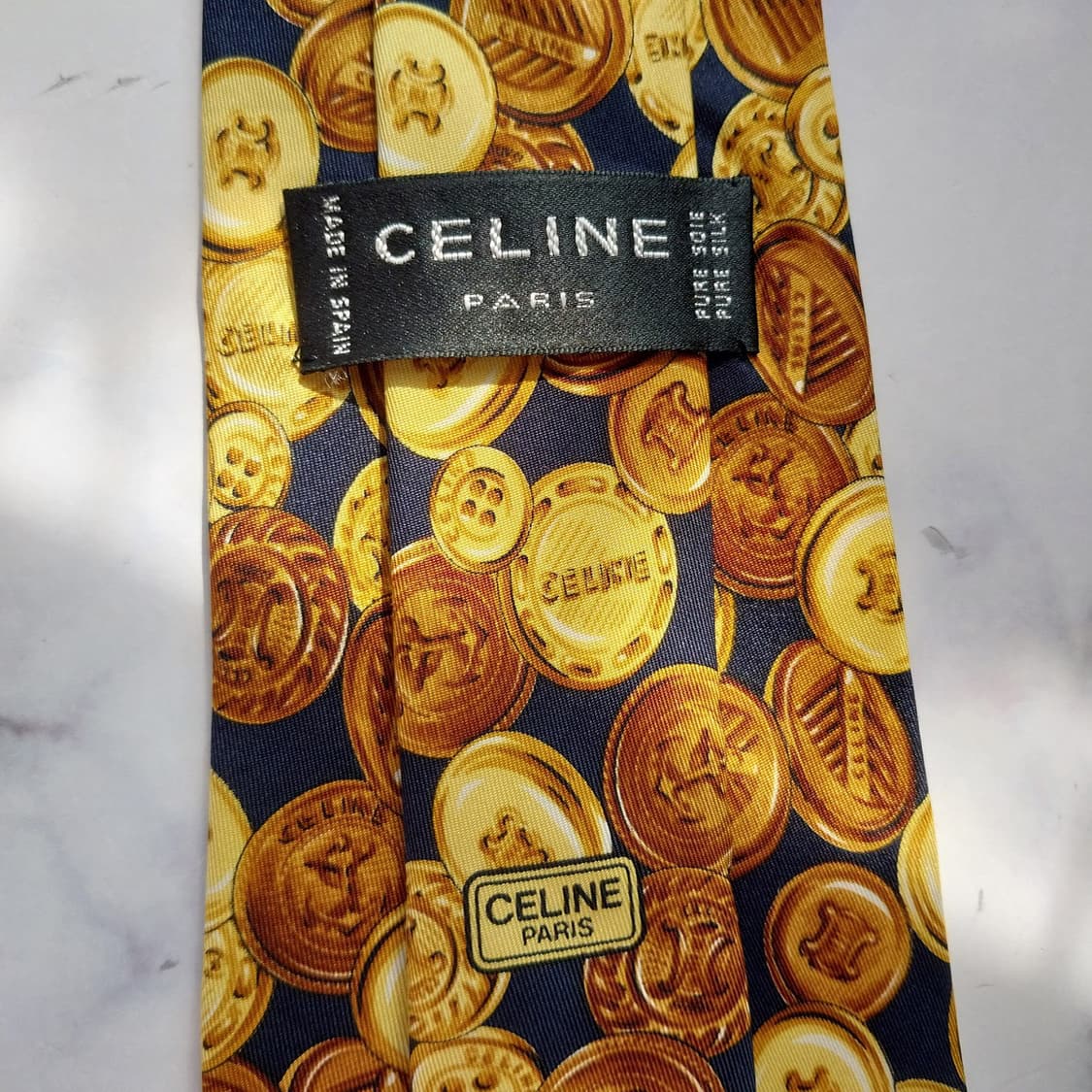 
셀린느 실크 트리오페 골드 패턴 넥타이 9.6cm A+등급 K2265 상품이미지10