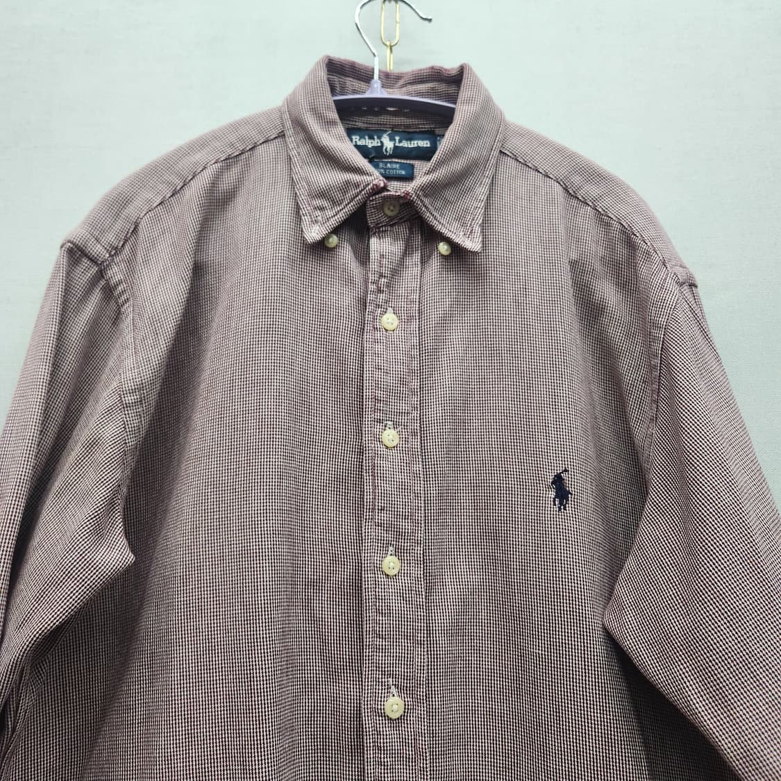 폴로 랄프로렌 깅엄체크 패턴 오버핏 셔츠 S(L) 상품이미지2