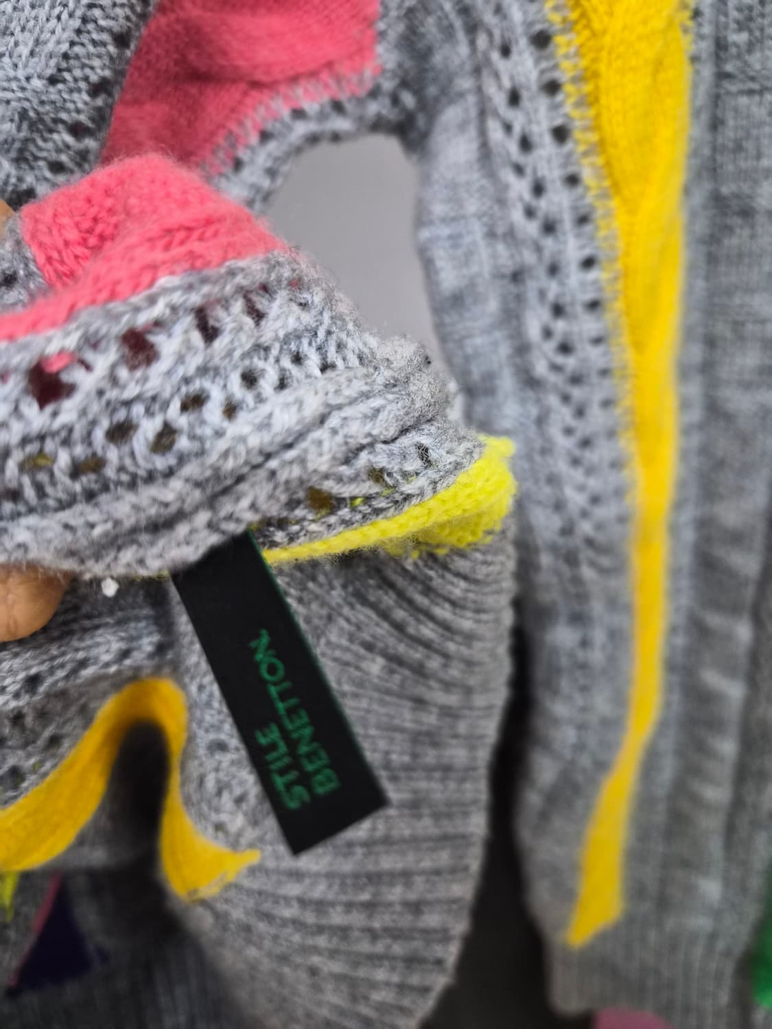 베네통 멀티컬러  케이블 봄니트. 상품이미지4