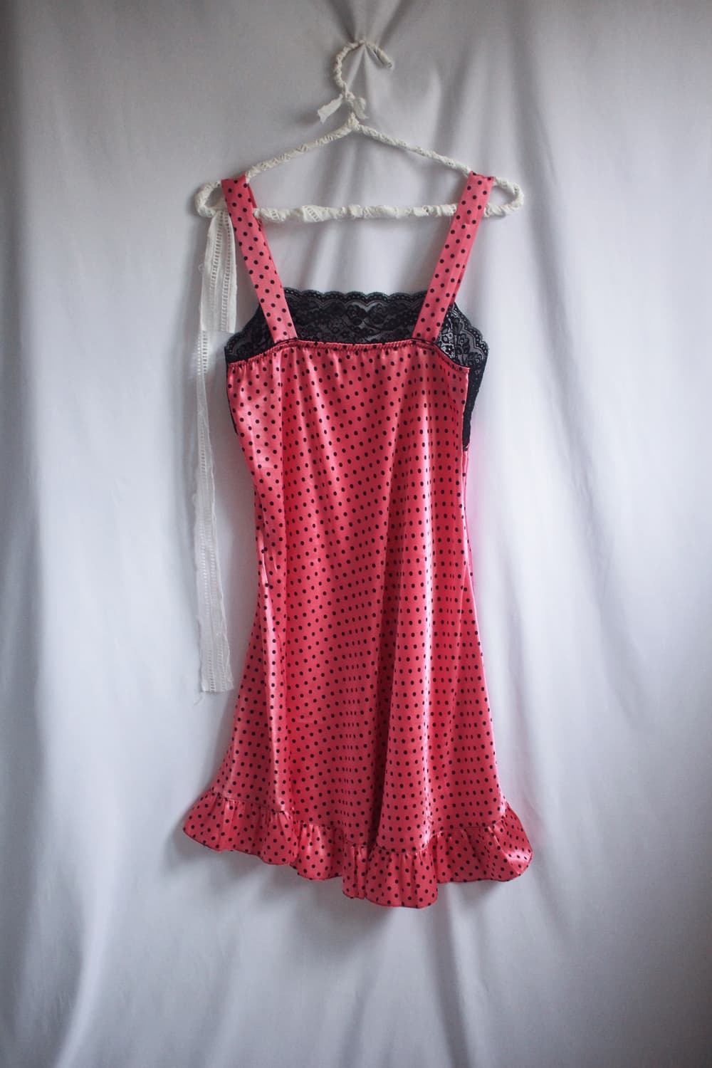 Cherry dot lace satin-slip onepiece 상품이미지6