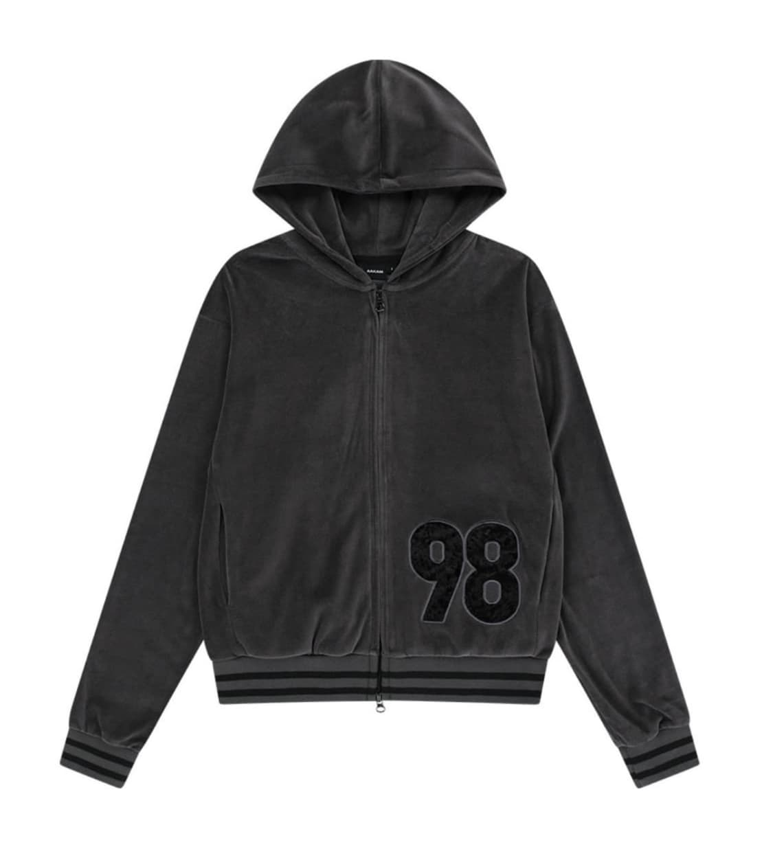 98 Patch Velour Zip-Up Hoodie (Dark Gray 상품이미지1