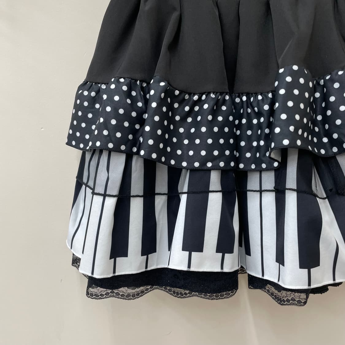 빈티지 피아노 도트 프린팅 쉬폰 미니 스커트 상품이미지3