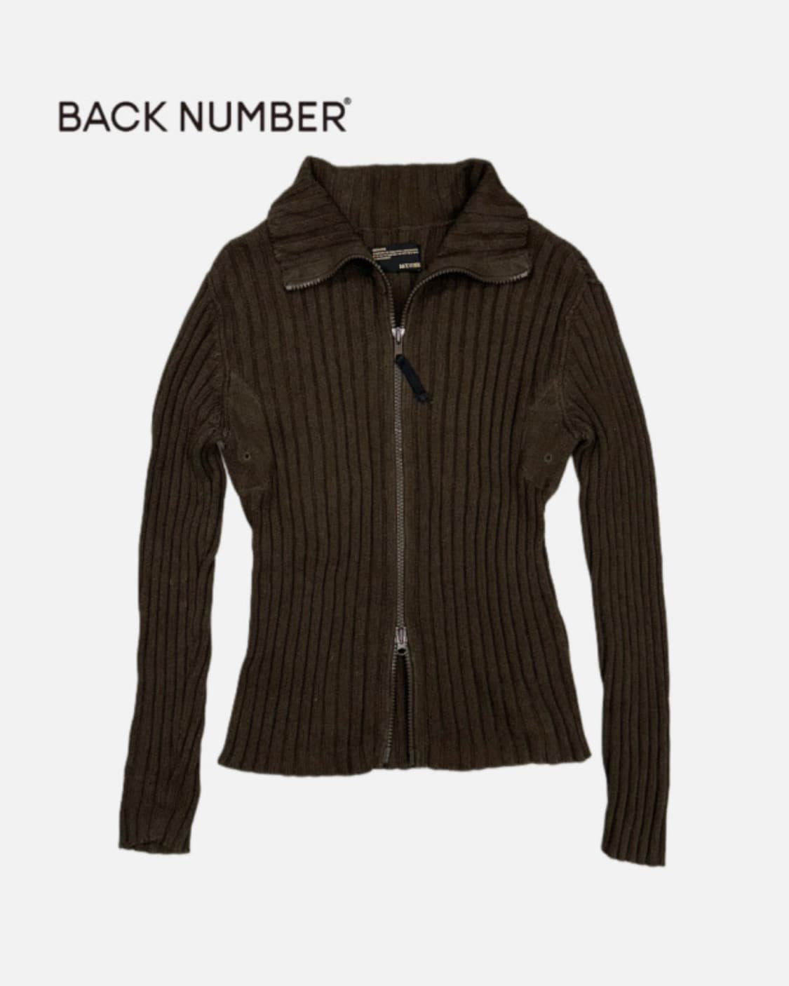 BACK NUMBER brown ribbed knit zip-up 상품이미지1