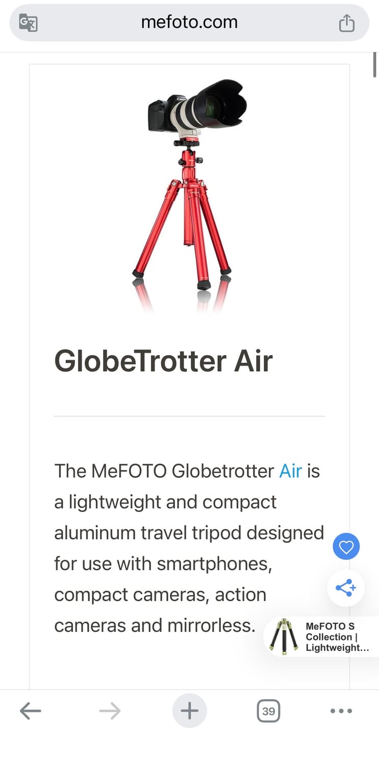 Mefoto GlobeTrotter Air 삼각대 신품 상품이미지10