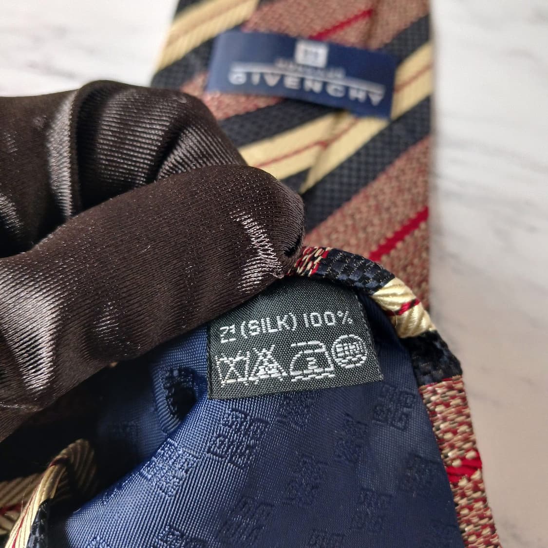 지방시 실크 브라운 스트라이프 넥타이 9.9cm B등급 E857
 상품이미지4