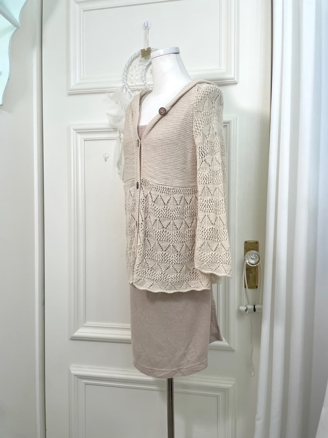 beige crochet mori hoodie cardigan&beige 상품이미지2