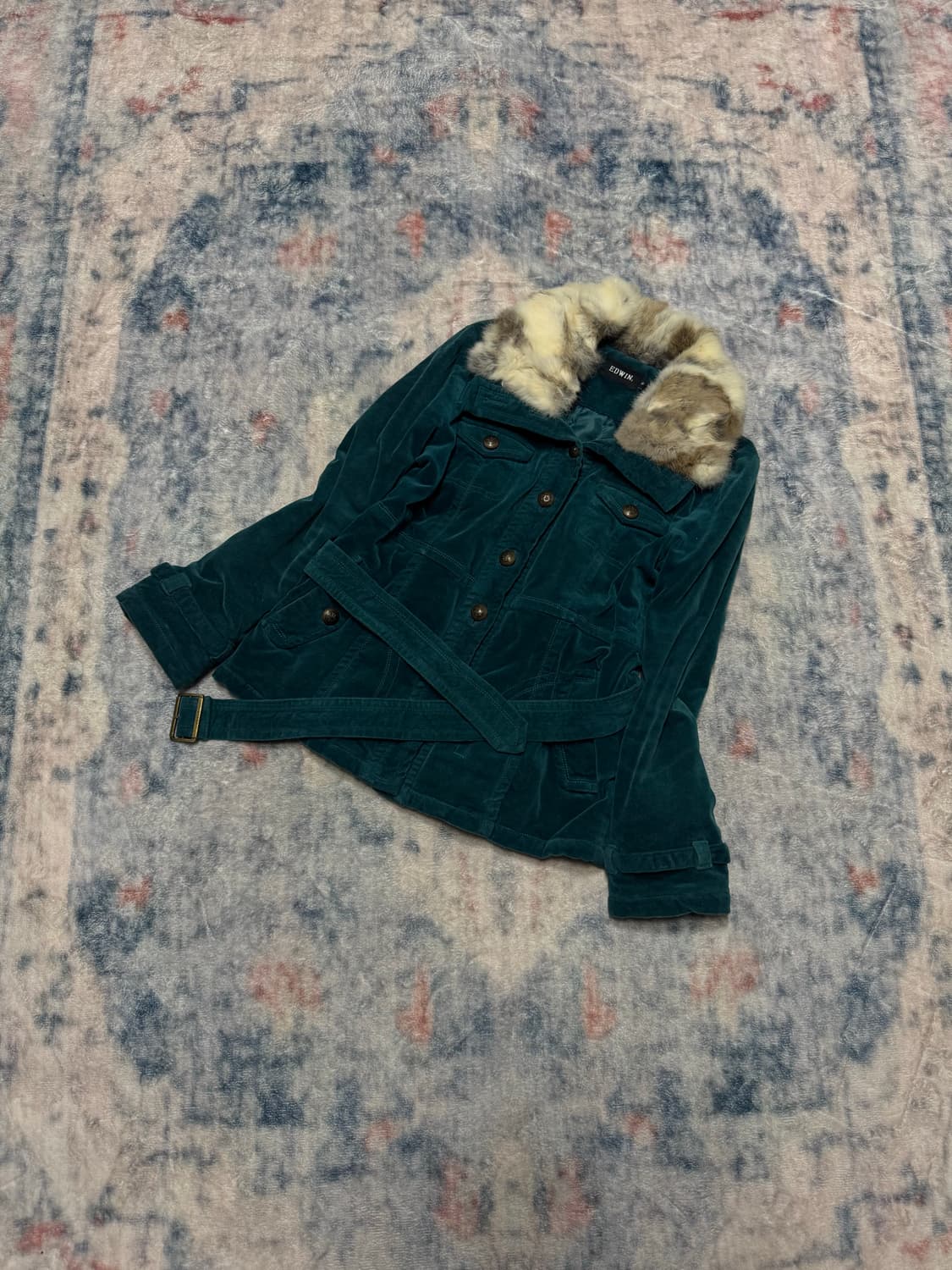 Edwin y2k emerald corduroy rex fur jacke 상품이미지1