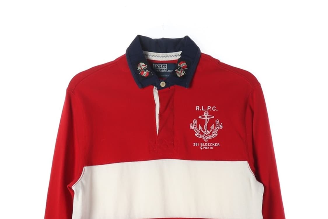 폴로 랄프로렌 커스텀핏 앵커 자수 배색 럭비티 M 상품이미지3