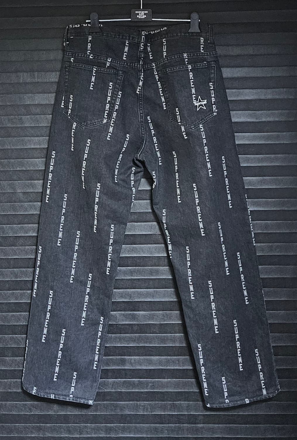 32 슈프림 로고 스트라이프 자카드 레귤러 진 바지 데님 상품이미지2