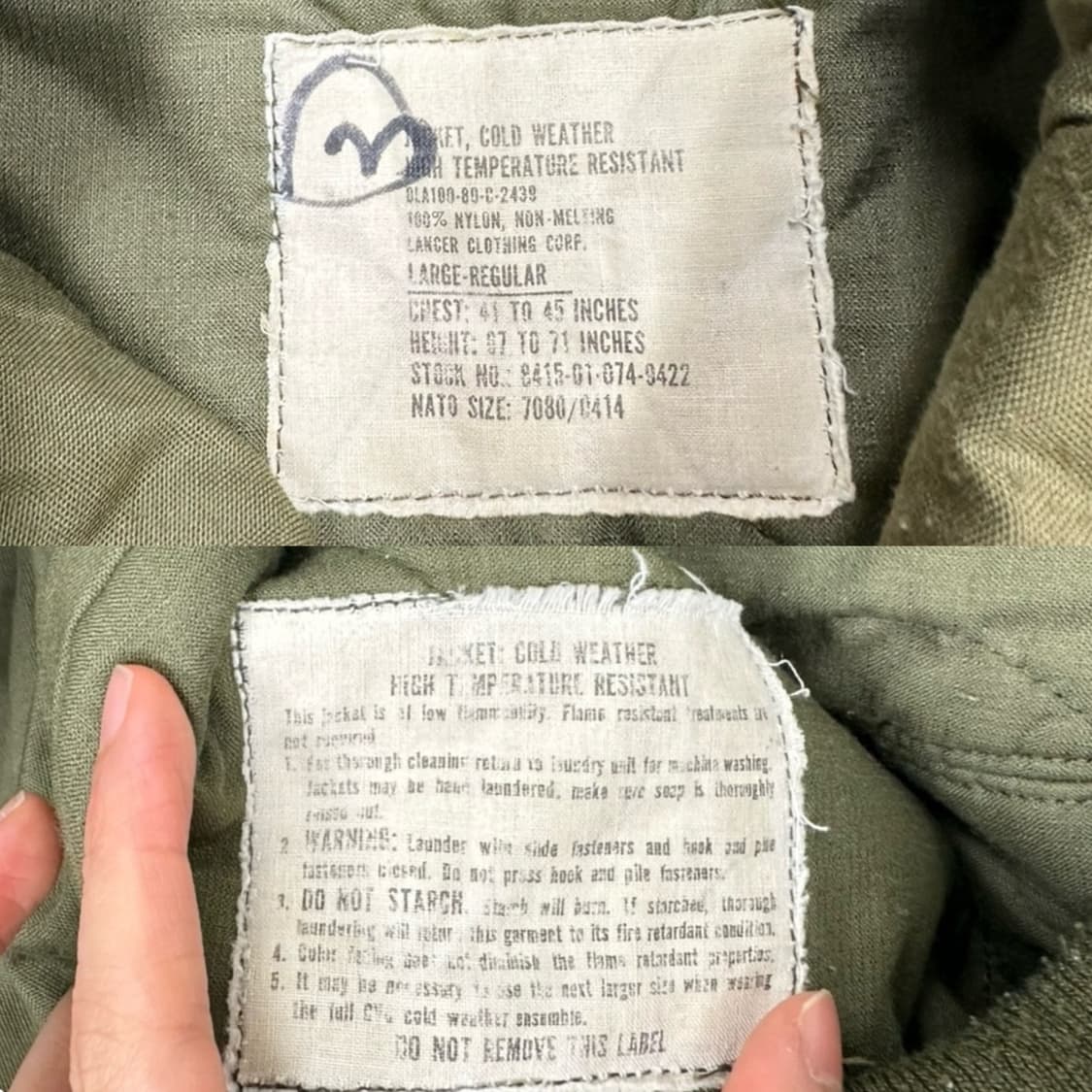 80s us army OG 탱커 자켓 (L~XL) 상품이미지9