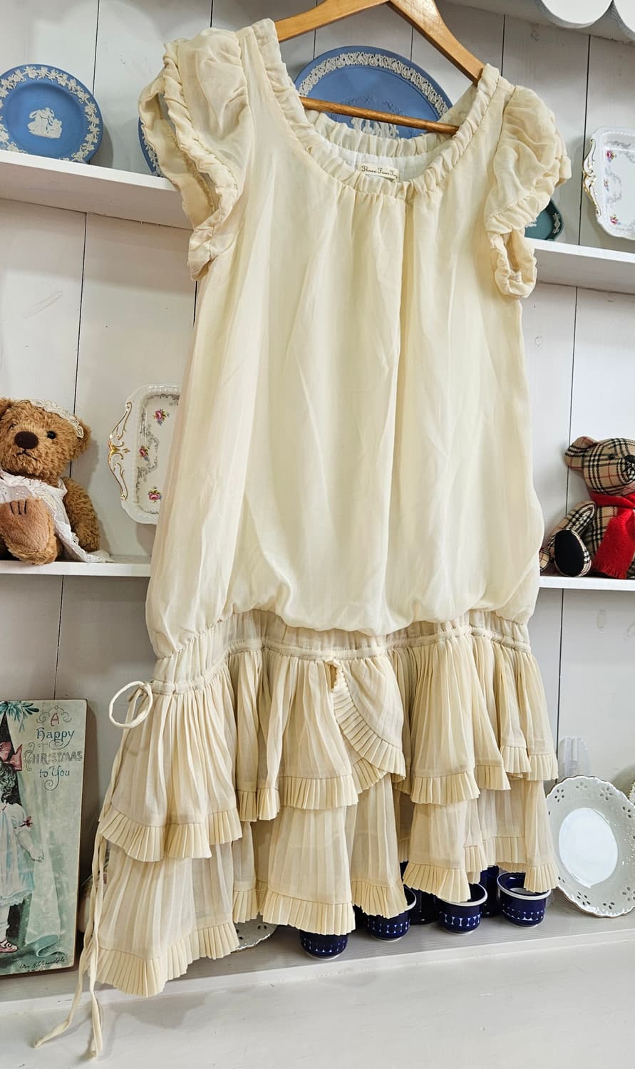 크림 프릴 쉬폰 원피스 상품이미지2