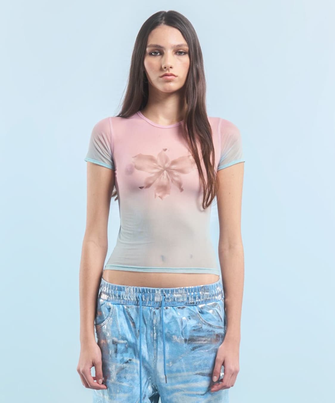 2000아카이브 METAL FLOWER SEE-THROUGH T-SHIR 상품이미지1