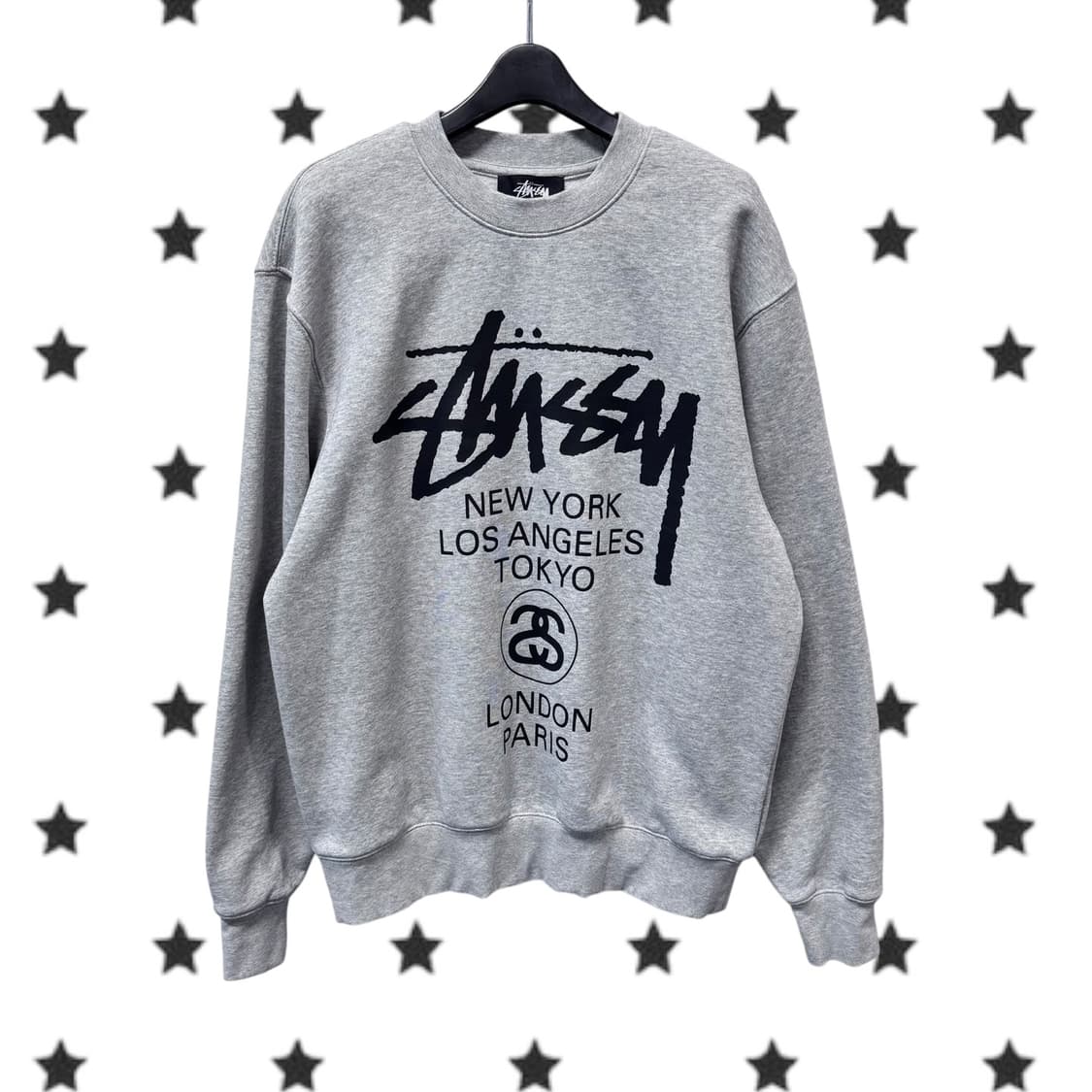정품 스투시 월드투어 그레이 맨투맨 상품이미지1