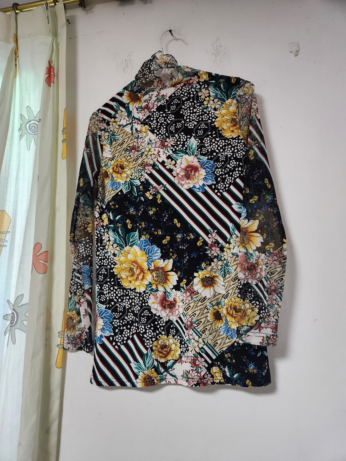 빈티지 플라워 패턴 소매 시스루 블라우스55~66 상품이미지2