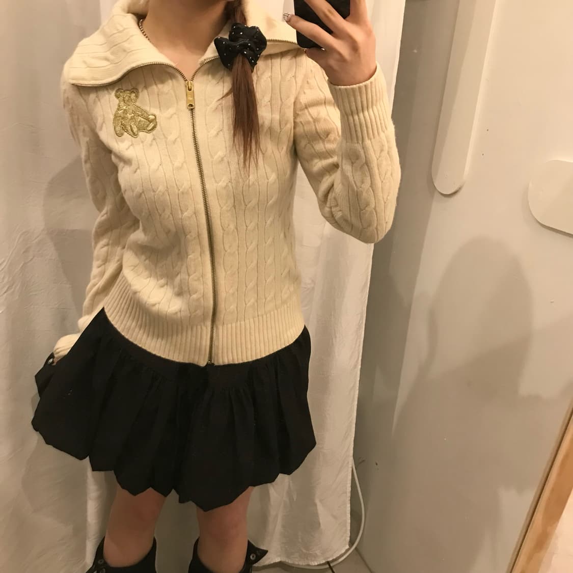 Teenie Weenie 티니위니 라떼갸루 모리걸 꽈배기 니트집업 상품이미지2