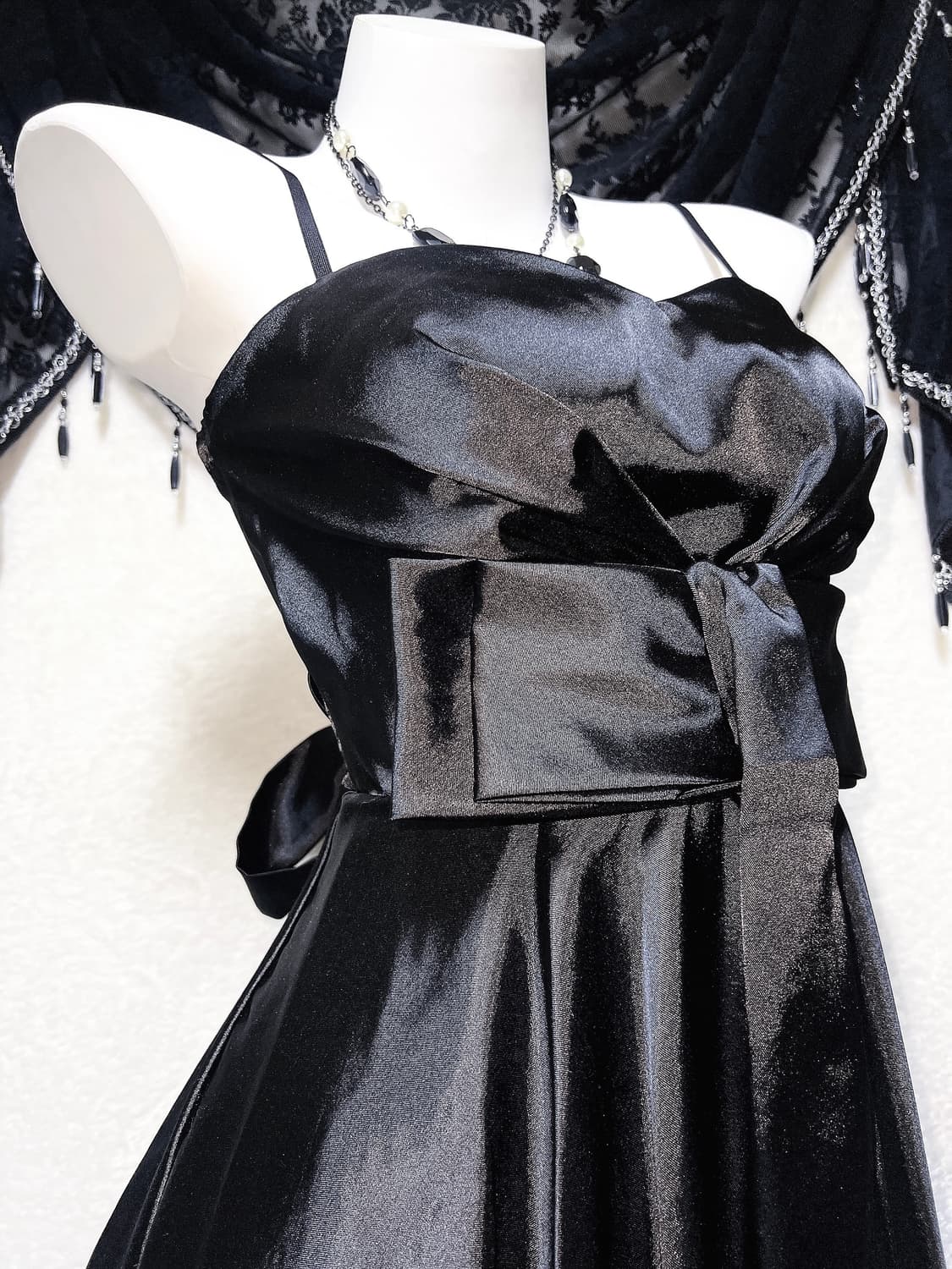 로맨틱고딕 고스로리 히메갸루 블랙 리본 미니드레스 원피스 벌룬 핀터 미사 상품이미지3