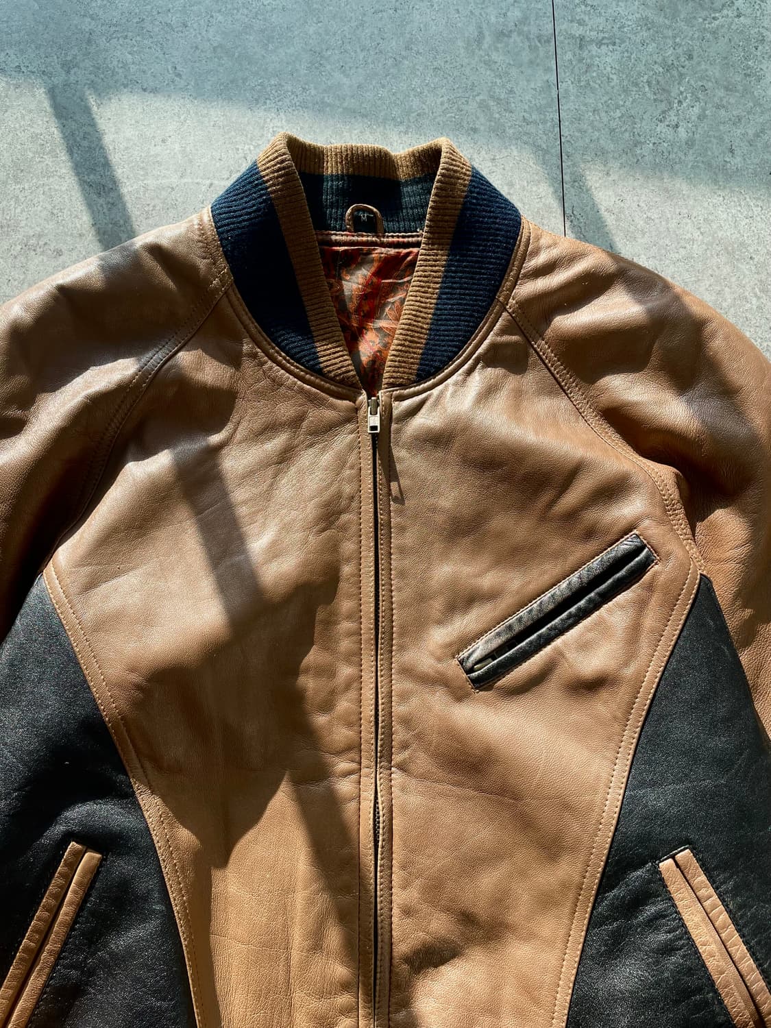 카우보이 레더 바시티자켓 상품이미지4